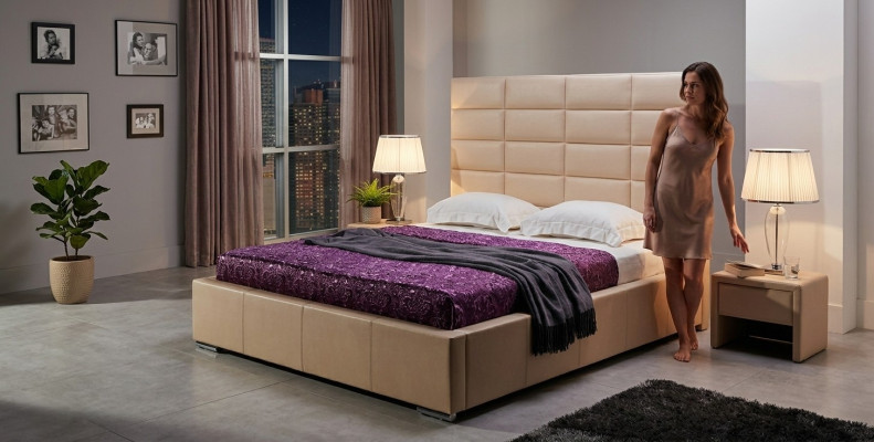 BED DESIGNER UPHOLSTERED BED MARRIAGE BED DOUBLE BED MINI-MAXI 2101