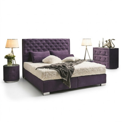 Continental Box Spring High Double Bed Beds Upholstered Leather Textile Bed New