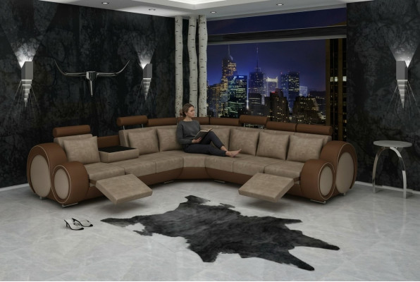 Textile sofa designer sofa couch corner sofa living landscape corner new suite leather!!!