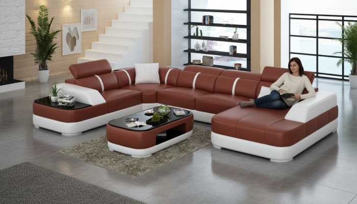 Leather sofa upholstery, corner sofa set, living room landscape, living room couch G8026