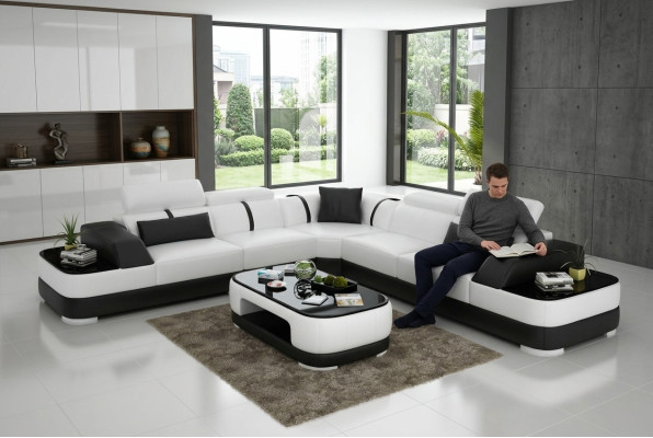 Leather sofa upholstery seat corner sofa decor set living landscape living room