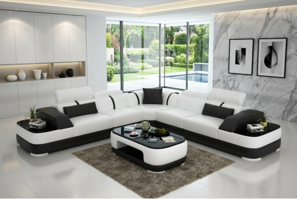 Leather sofa upholstery seat corner sofa decor set living landscape living room