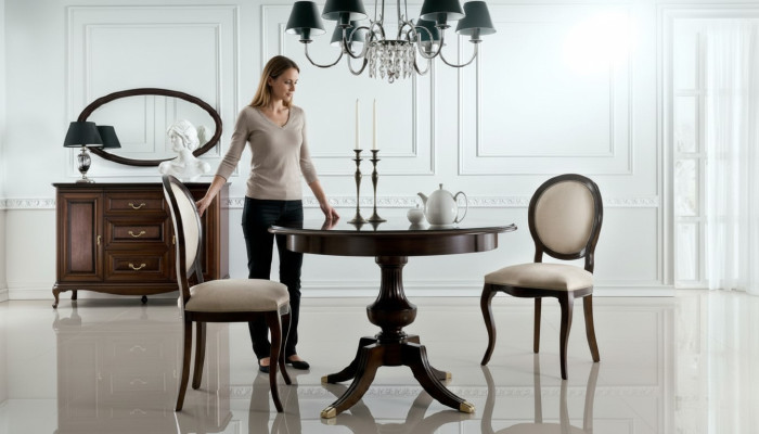Classic table with 2 chairs Royal chairs tables round table wooden table - Verona