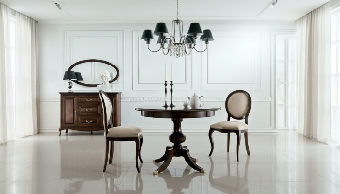 Classic table with 2 chairs Royal chairs tables round table wooden table - Verona