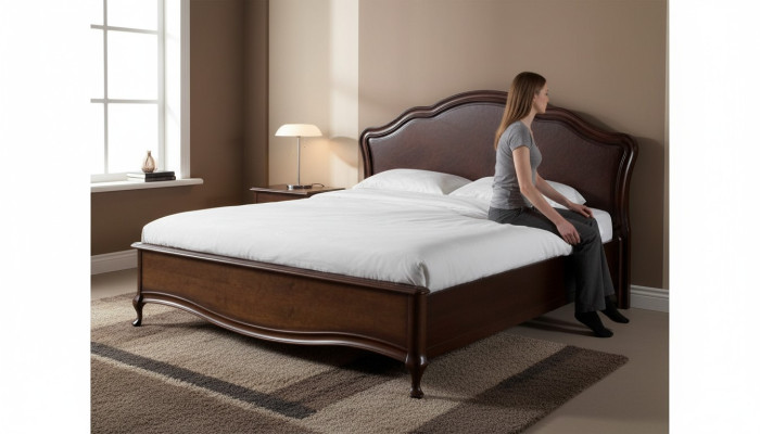 Bed, marital bed, Chippendale double bed, king bed, colonial bedroom model V-P-N