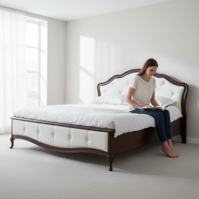 Bed, marital bed, double bed, king bed, bedroom, classic leather bed, model V-2T