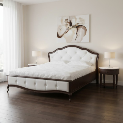 Bed, marital bed, double bed, king bed, bedroom, classic leather bed, model V-2T