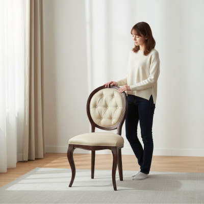 Classic White-Brown Chair Designer Wooden Chair Dining Chair Regal Chair