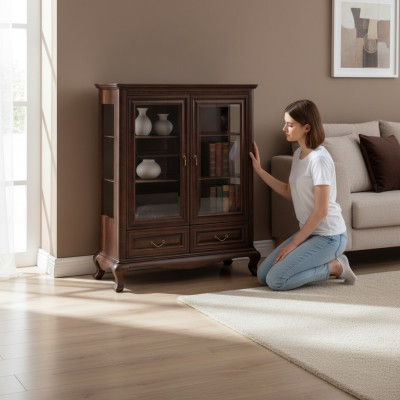Classic Display Cabinet Glass Door Cabinet Real Wood Display Cabinets V-W 3-4 Glass Cabinet