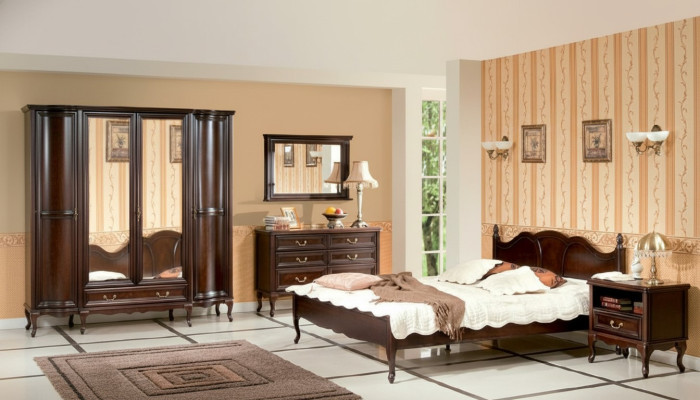 Italian style bedroom complete furniture bed nightstand wardrobe dresser 1