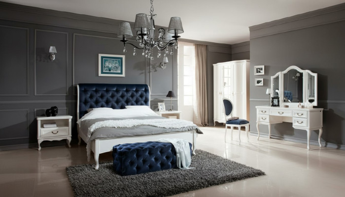 Bedroom set designer Chesterfield bed bedside tables dresser wardrobe furniture
