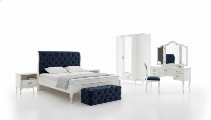 Bedroom set designer Chesterfield bed bedside tables dresser wardrobe furniture