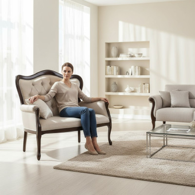 Chippendale Sofa Couch Upholstered Bench Seating Bench 3-Seater Sofa Couch Model W-2