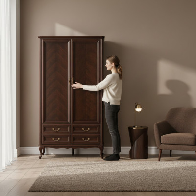 Wardrobe Closet Italian Furniture Wood Antique Style Solid Wood Classic
