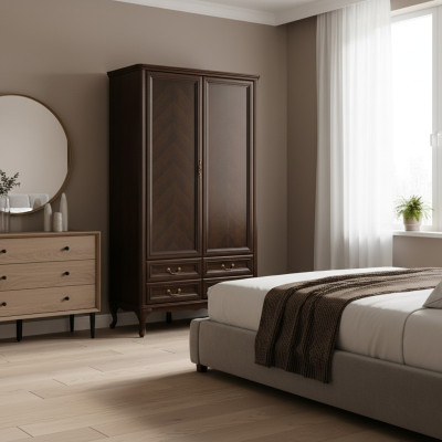 Wardrobe Closet Italian Furniture Wood Antique Style Solid Wood Classic