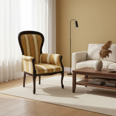 Classic Chairs Upholstery Textile Fabric Leather Armchair Chair Royal - Model W1