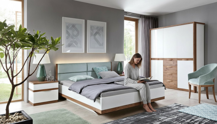 Classic bed beds, double bed, wooden bed, country style - Model CM-B4