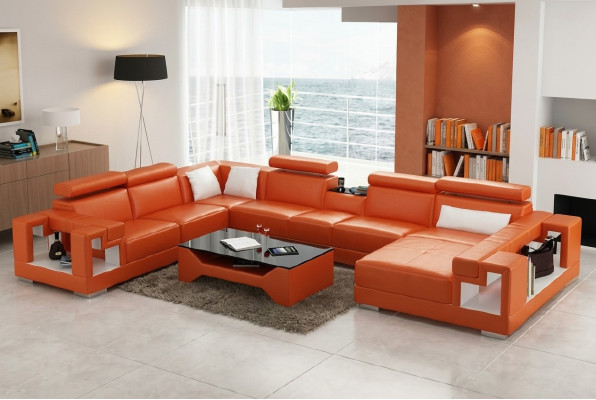 Leather sofa living area sectional sofa couch sofa corner suite corner XXL big 2710A