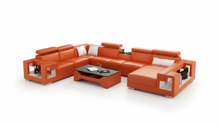 Leather sofa living area sectional sofa couch sofa corner suite corner XXL big 2710A