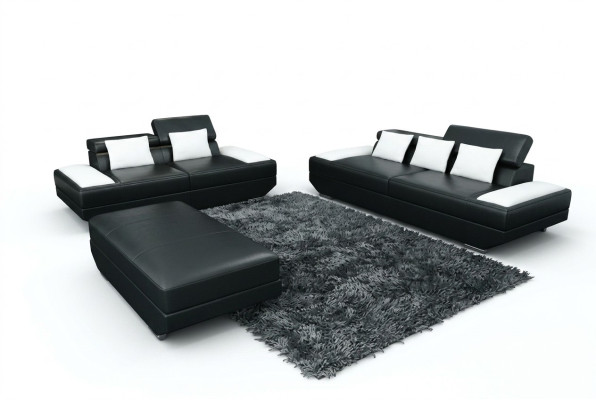 Leather sofa set 3+2 upholstered couch sofa set ottoman sofas - 2719A