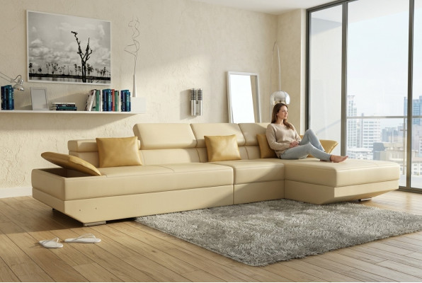 Living Landscape Upholstered Corner Sofa Couch Set Landscape Leather - 2719C New