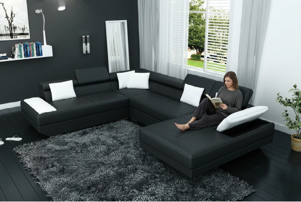 Leather sofa couch upholstery corner set living landscape XXL big corner sofa 2719D