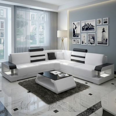 Living Landscape Upholstered Corner Sofa Couch Suite Landscape Leather New - 2723B