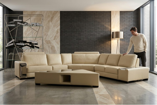 Leather sofa corner sofa sofa couch design seating upholstery suite living landscape 2348