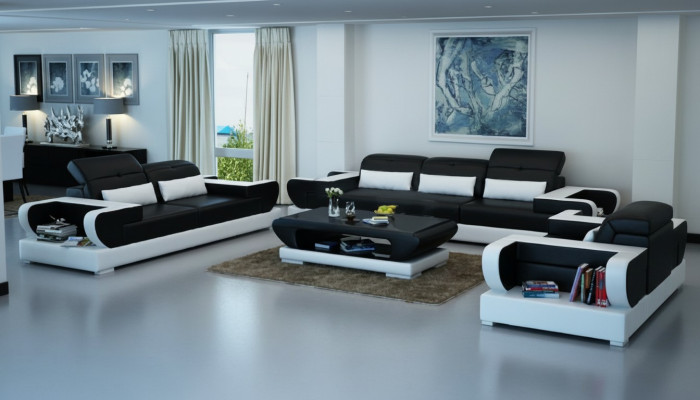Sofa set Couch Upholstery Leather Seating Suite 3+2+1 Set Modern Sofa Detmold