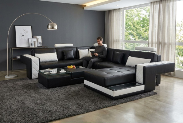 Corner sofa leather sofa big XXL U-shape living area sofa couch set new