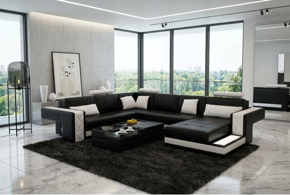 Corner sofa leather sofa big XXL U-shape living area sofa couch set new
