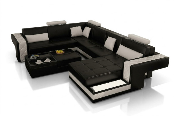 Corner sofa leather sofa big XXL U-shape living area sofa couch set new