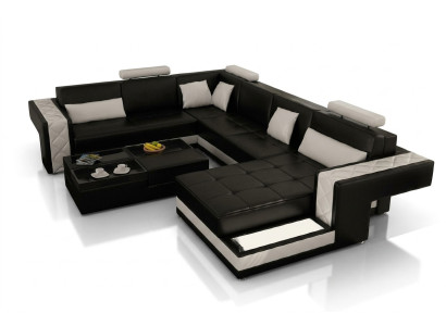 Corner sofa leather sofa big XXL U-shape living area sofa couch set new