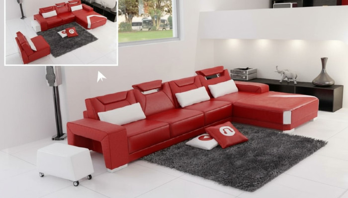 Living Landscape Upholstered Corner Corner Sofa Couch Suite Landscape Leather PH739B New