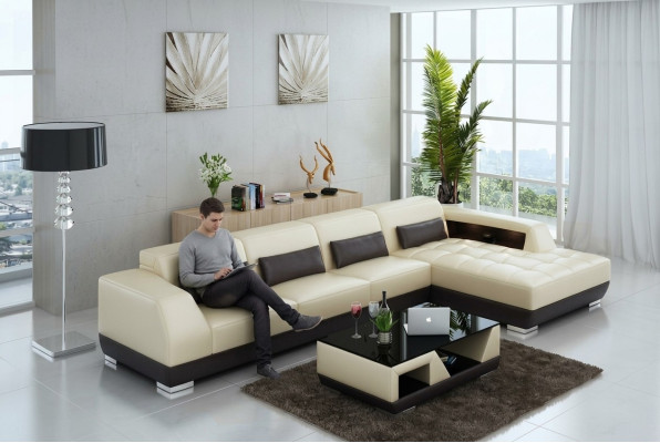 Leather Sofa Couch Living Area Corner Sofa Corner Suite Design Modern Sofa G8024C