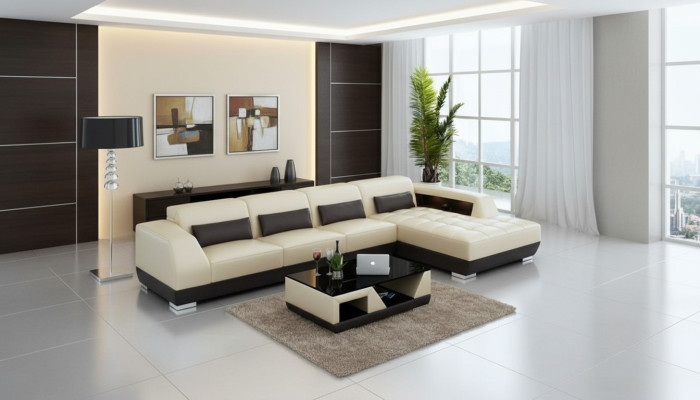 Leather Sofa Couch Living Area Corner Sofa Corner Suite Design Modern Sofa G8024C