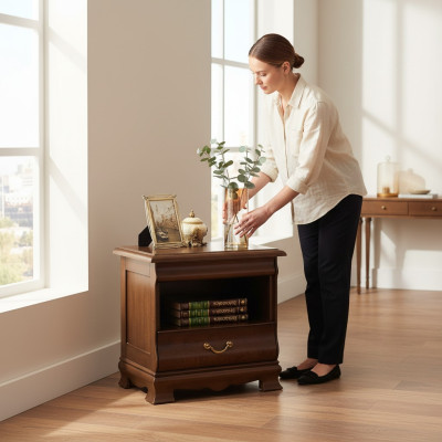 Classic nightstand bedside table solid console shelf bedroom N-SzN