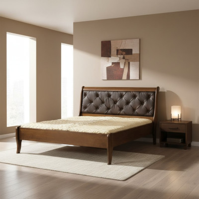 Classic bed, beds, double bed, wooden bed, country house model N-bed T
