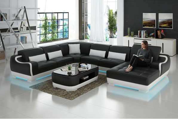 Leather sofa upholstery seat corner sofa set living room landscape couch G8025
