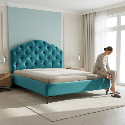 Designer bed, beds, marriage bed, double bed, upholstered bed, leather bed - Model CL-4