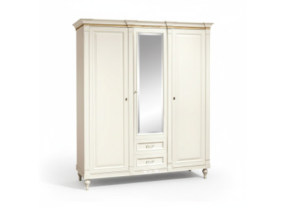 Classic wardrobe, solid country-style large mirrored wardrobe FL-D3