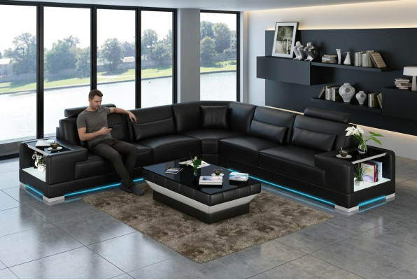 Leather sofa couch sofa living area corner sofa corner modern design suite