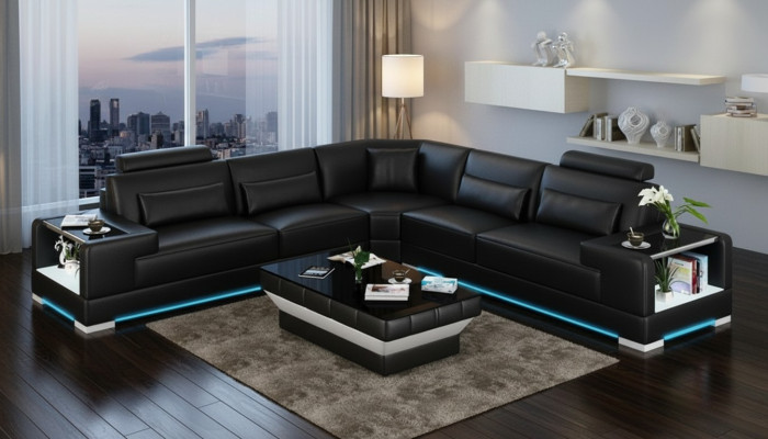 Leather sofa couch sofa living area corner sofa corner modern design suite