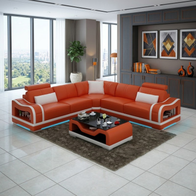 Leather sofa, sofa, couch, living area, corner sofa, corner, modern design, suite