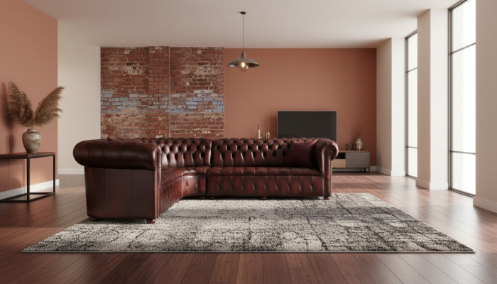 Chesterfield Leather Sofa Corner Sofa Sofa Upholstery Corner Seat Set 100% Leather