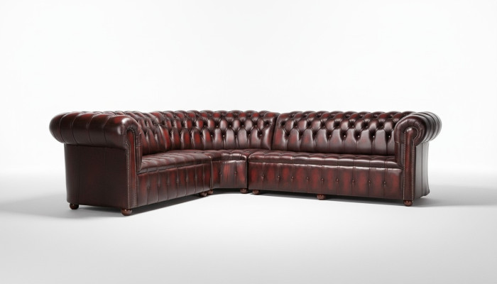 Chesterfield Leather Sofa Corner Sofa Sofa Upholstery Corner Seat Set 100% Leather