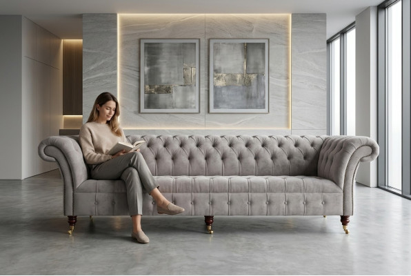 Chesterfield Sofa 4-Seater XXL Upholstered Designer Couches Sofa Set
