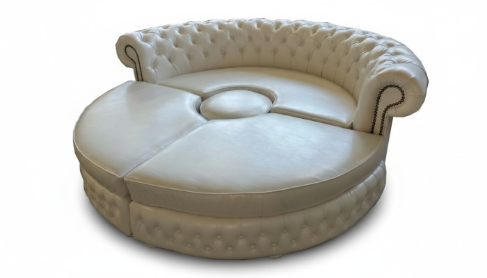 Chesterfield ROUND SOFA Corner Sofa Royal Semi-Circular Designer Sofa Leather Sofa