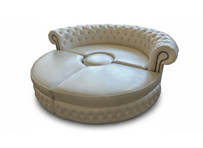 Chesterfield ROUND SOFA Corner Sofa Royal Semi-Circular Designer Sofa Leather Sofa