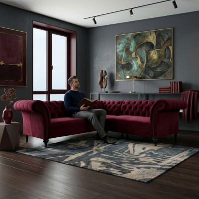 Chesterfield sectional sofa sectional couch designer sofa couch velvet leather sofa SLIII Sofa No. 82